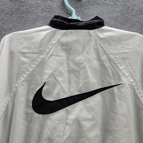VINTAGE Nike Women Jacket M White Windbreaker Embroidered Big Swoosh Logo Y2K - Picture 13 of 14